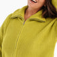 Lime Front Zipper Knitted Sweater