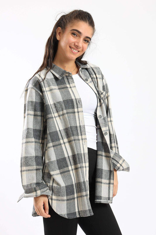 Carina Collared Neck Checkered Shirt