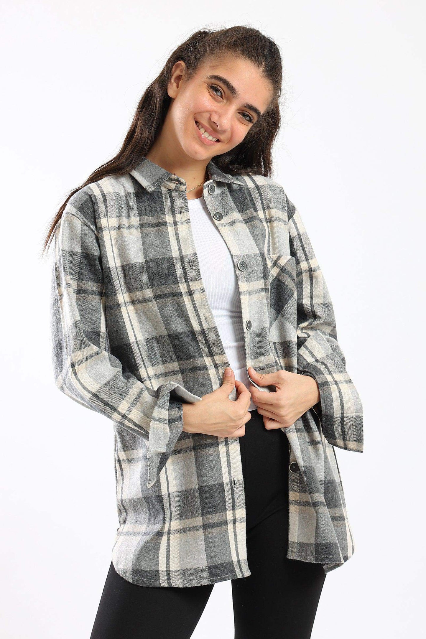 Carina Collared Neck Checkered Shirt