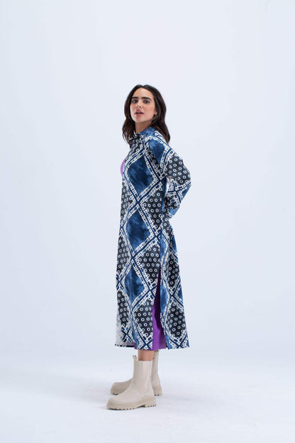 فستان قميص متوسط الطول ملون