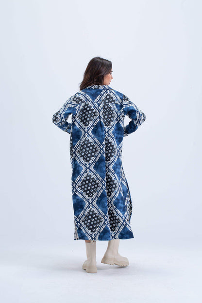 فستان قميص متوسط الطول ملون