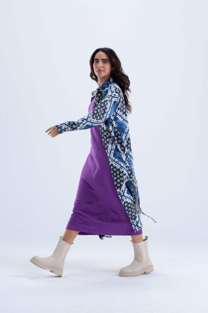 فستان قميص متوسط الطول ملون