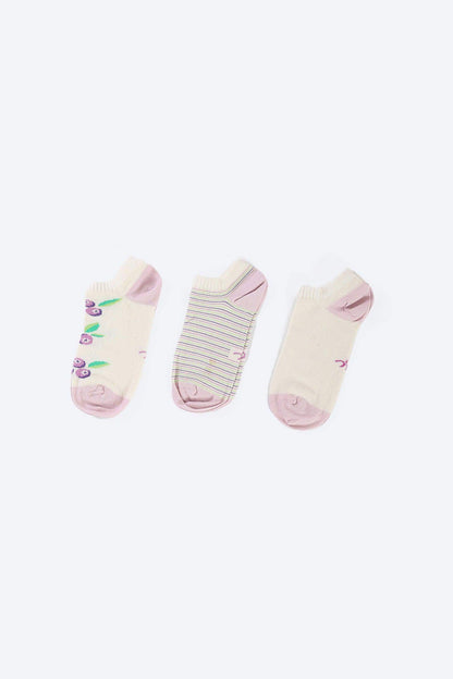 Cotton Ankle Socks - 3 Pairs