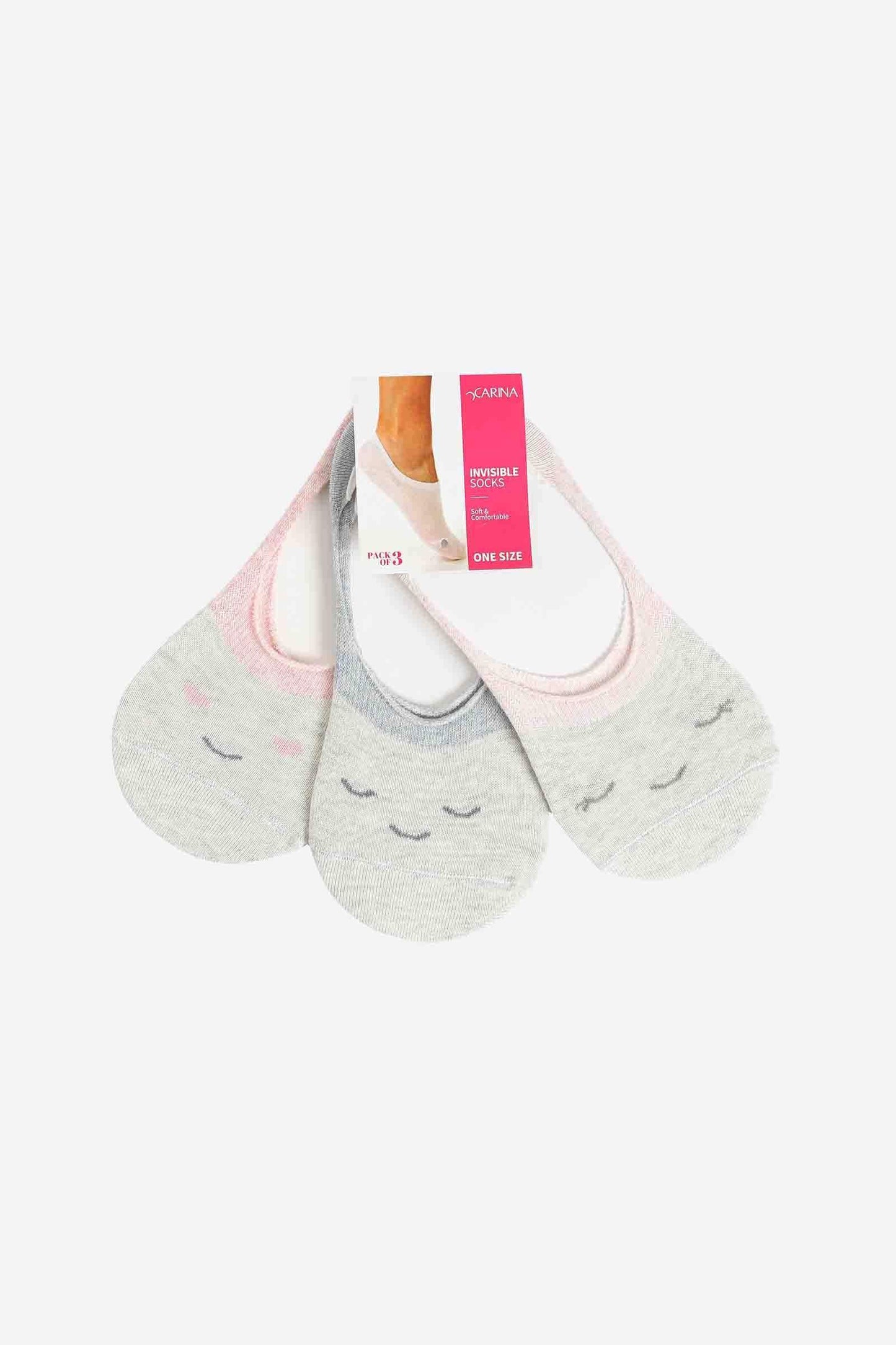 Carina 3 Pairs of Cotton Invisible Socks