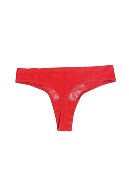 Cotton Thong Panty with Lace