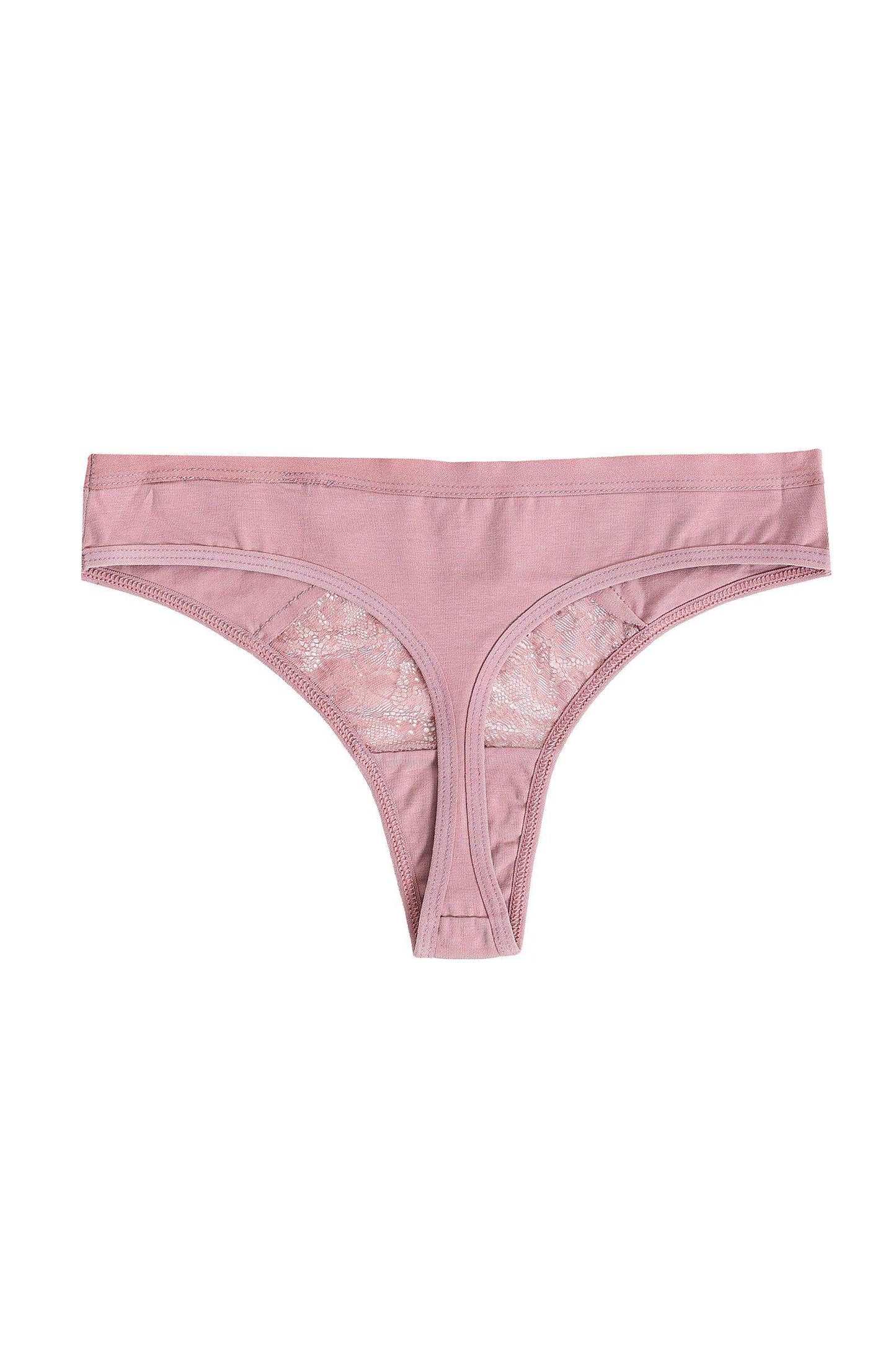 Carina Cotton Thong Panty with Lace