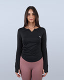 Black Blush Elegance Long-Sleeve Active Top