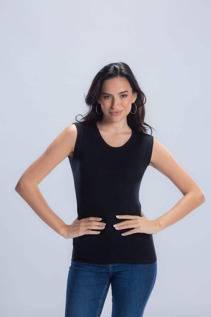 مجموعة من 3 قمصان بدون أكمام مصنوعة من الألياف الدقيقة برقبة دائرية