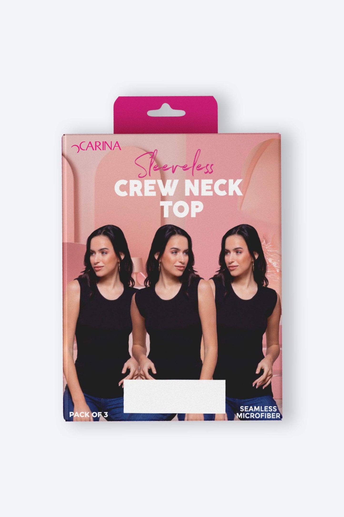 Carina Pack of 3 Crew Neck Seamless Microfiber Sleeveless Top