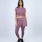 Purple Twisted Short Sleeves Crop T-shirt