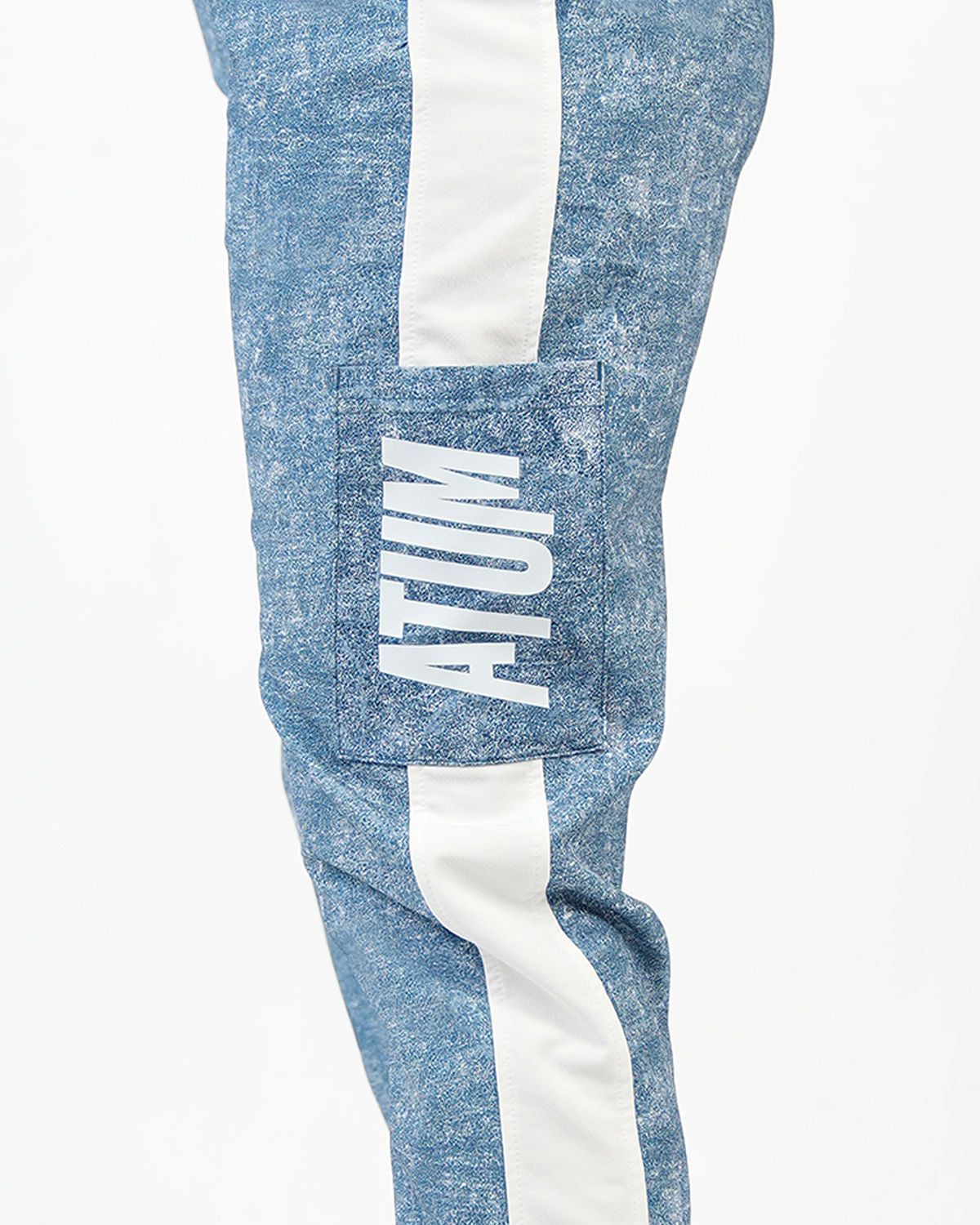 ATUM| Gym Track Pants With Side Panel - Navy with White printed