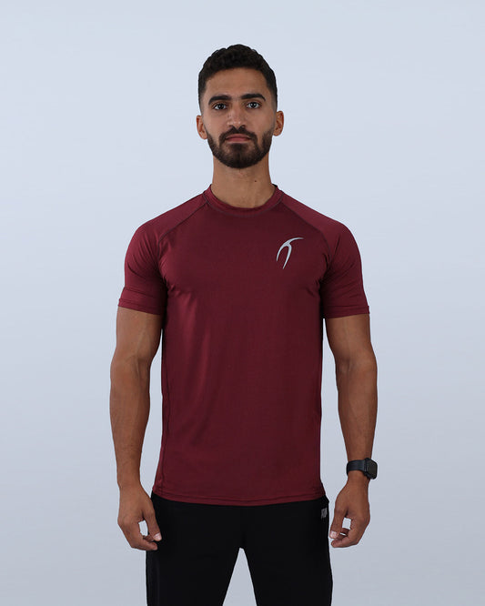 Burgundy Dri-Fit Short-Sleeve Fitness Top