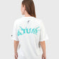 ATUM| Oversized Splash Women's T-Shirt - White With DarkTurquoise panting 