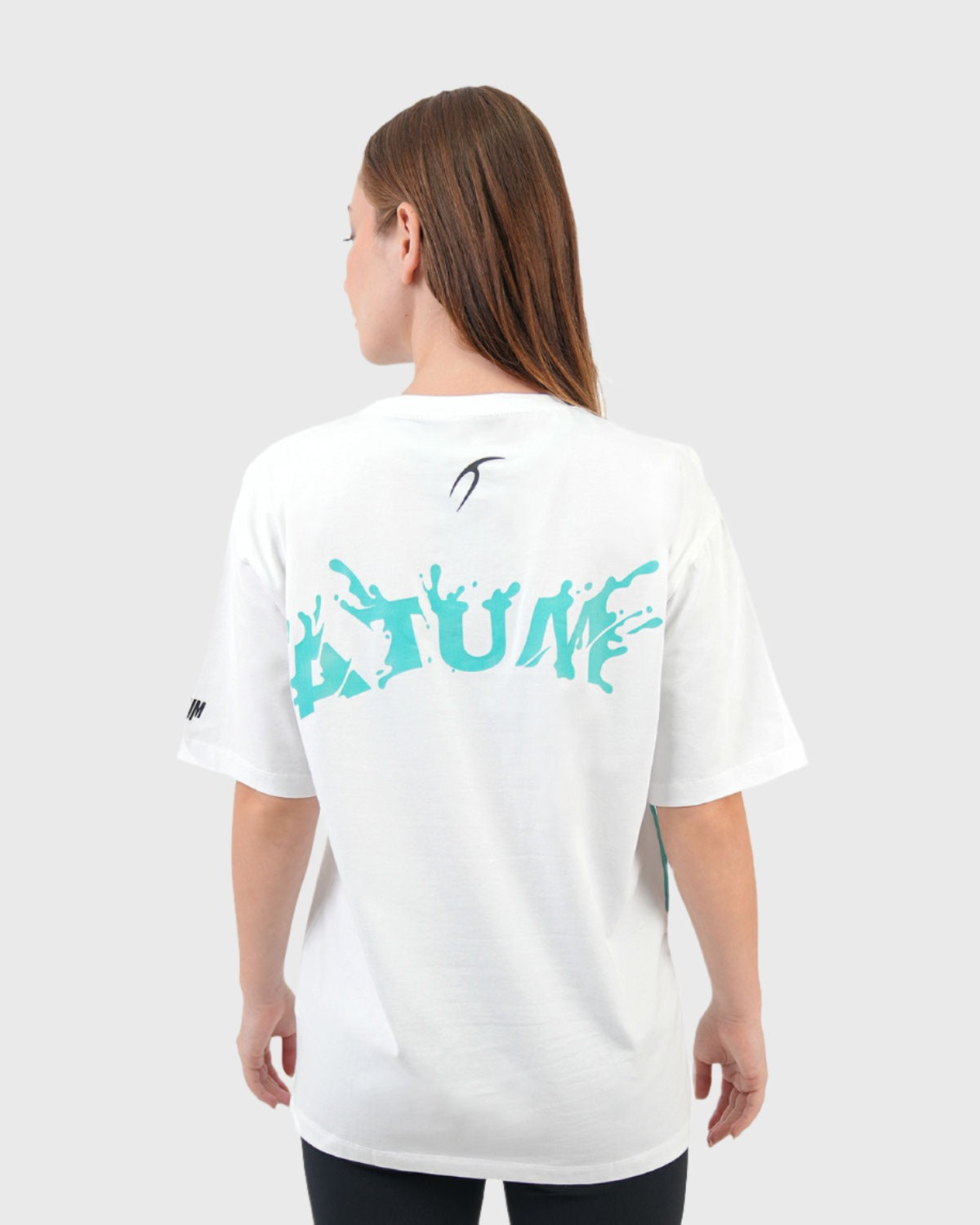 ATUM| Oversized Splash Women's T-Shirt - White With DarkTurquoise panting 