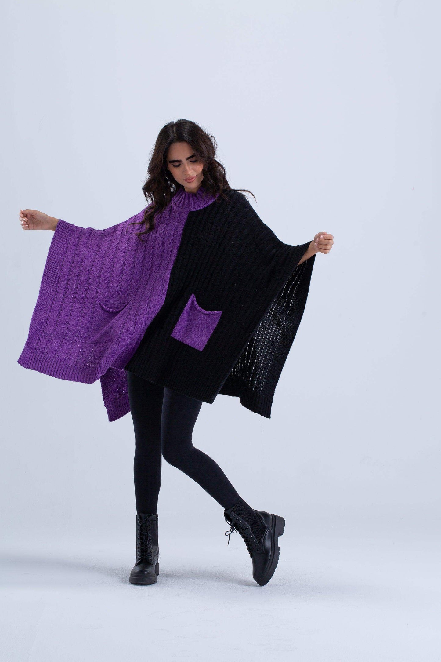 Carina Dual Tone Knitted Poncho