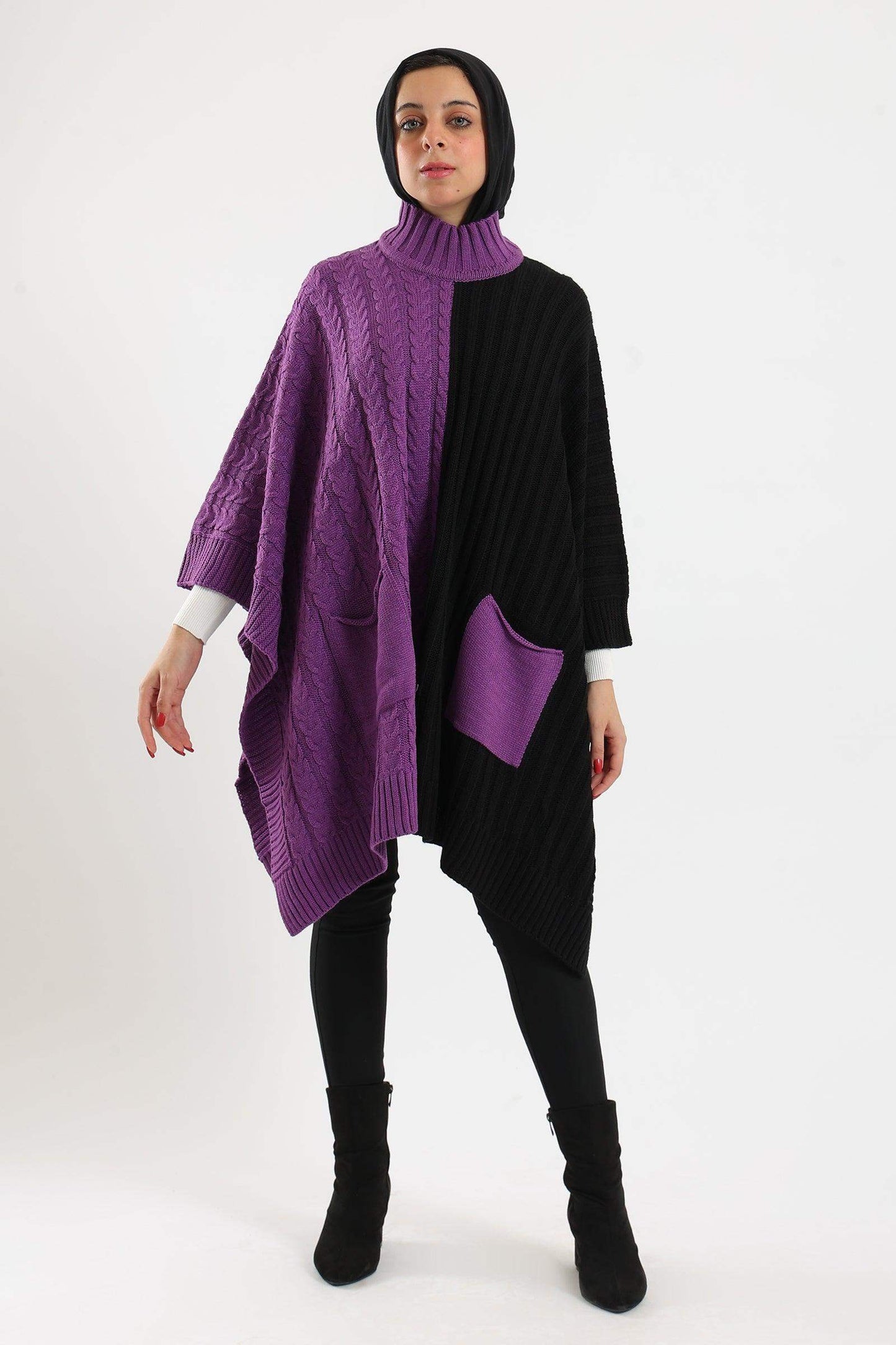 Carina Dual Tone Knitted Poncho