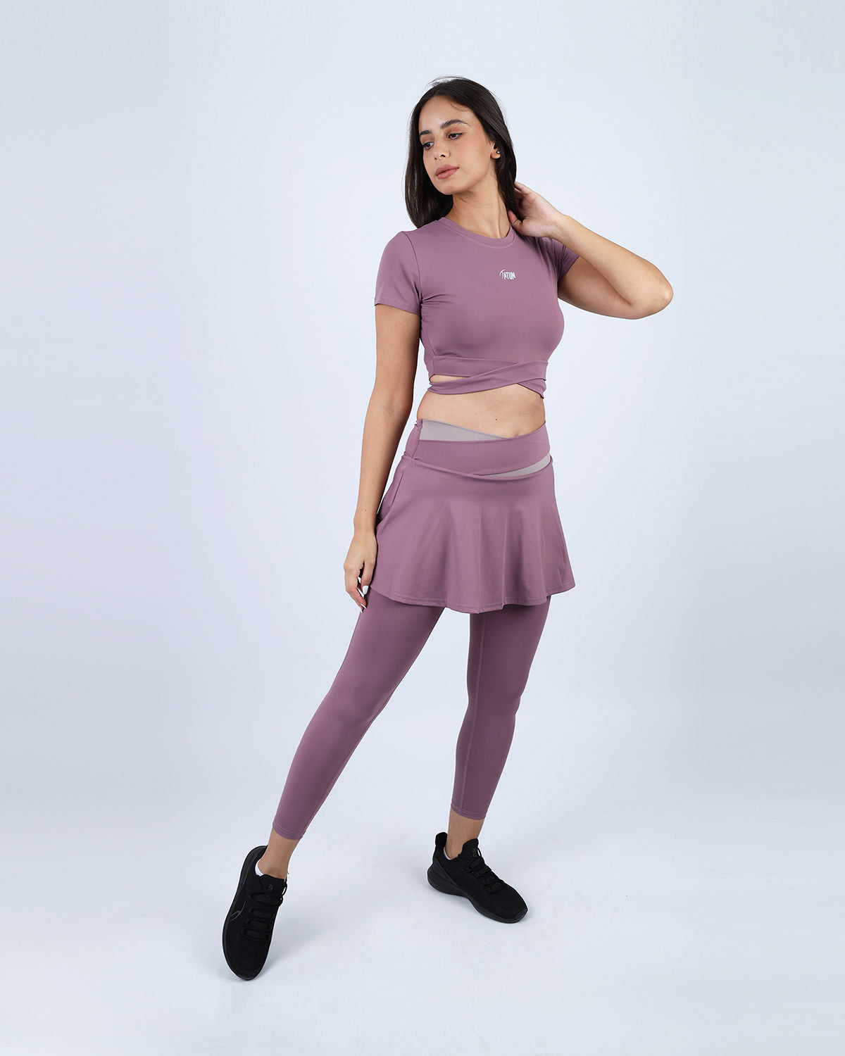 Purple Twisted Short Sleeves Crop T-shirt