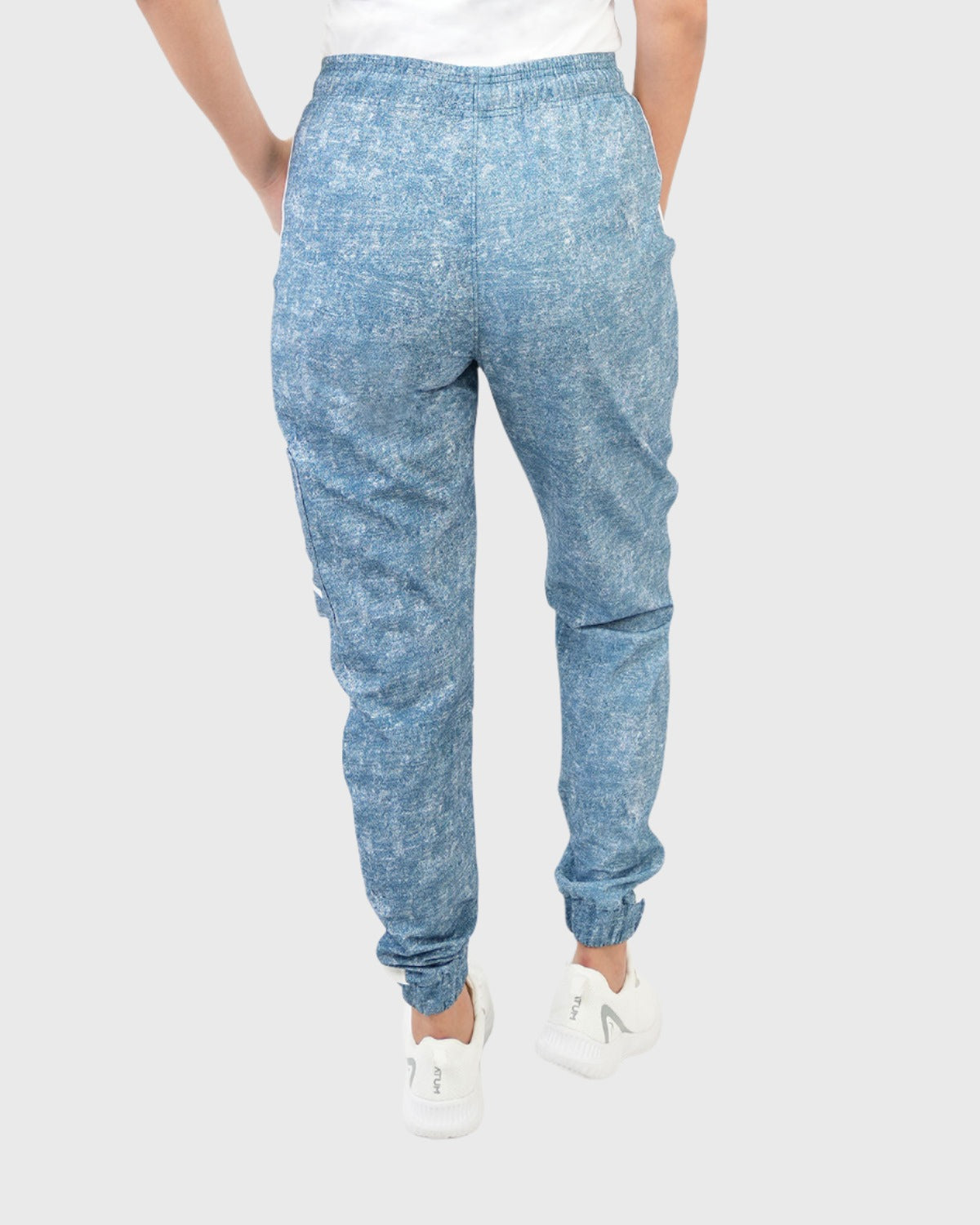 ATUM| Gym Track Pants With Side Panel - Navy with White printed