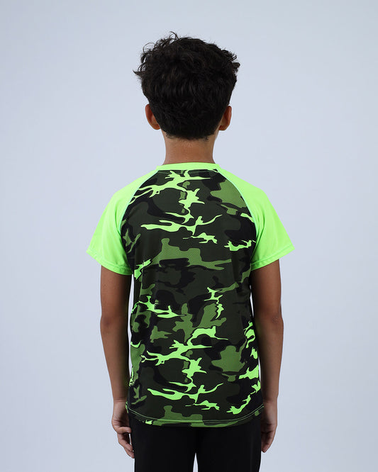 Neon Green Army Training Sports T-Shirt for Boys