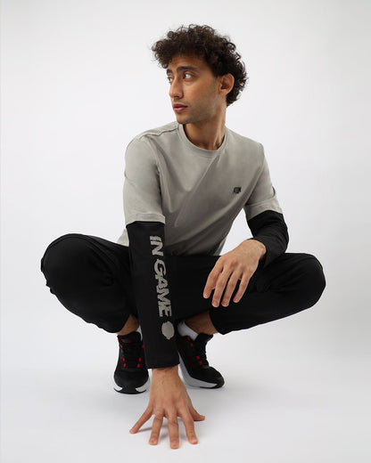 Gray Long Sleeve Cotton T-Shirt