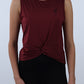 Burgundy Yoga Twist Cropped Tank Top