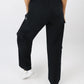 Navy Elastic Waist Cargo Pants