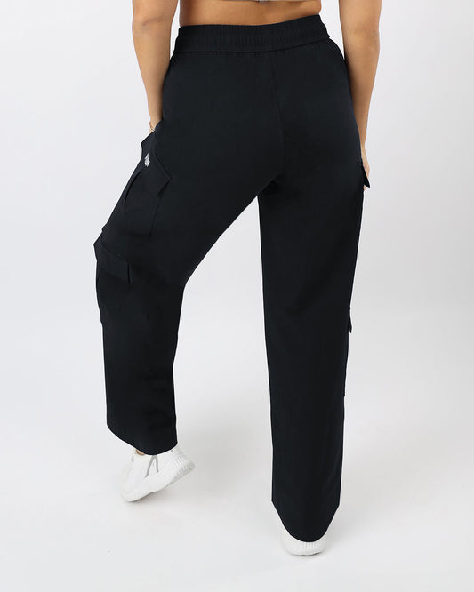 Navy Elastic Waist Cargo Pants