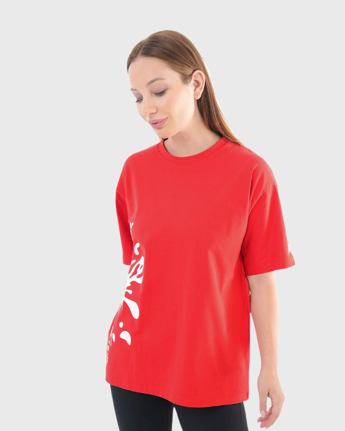 ATUM| Oversized Splash Women's T-Shirt - Red with White print 