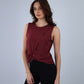 Burgundy Yoga Twist Cropped Tank Top