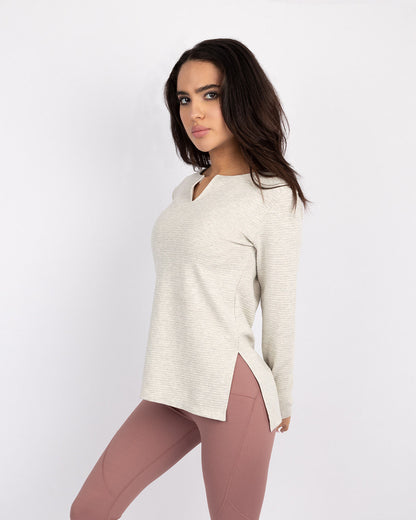 Gray Cotton Rib Long Sleeve T-Shirt
