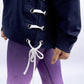 Navy Printed Sweatshirt with Side Ribbons for Girls