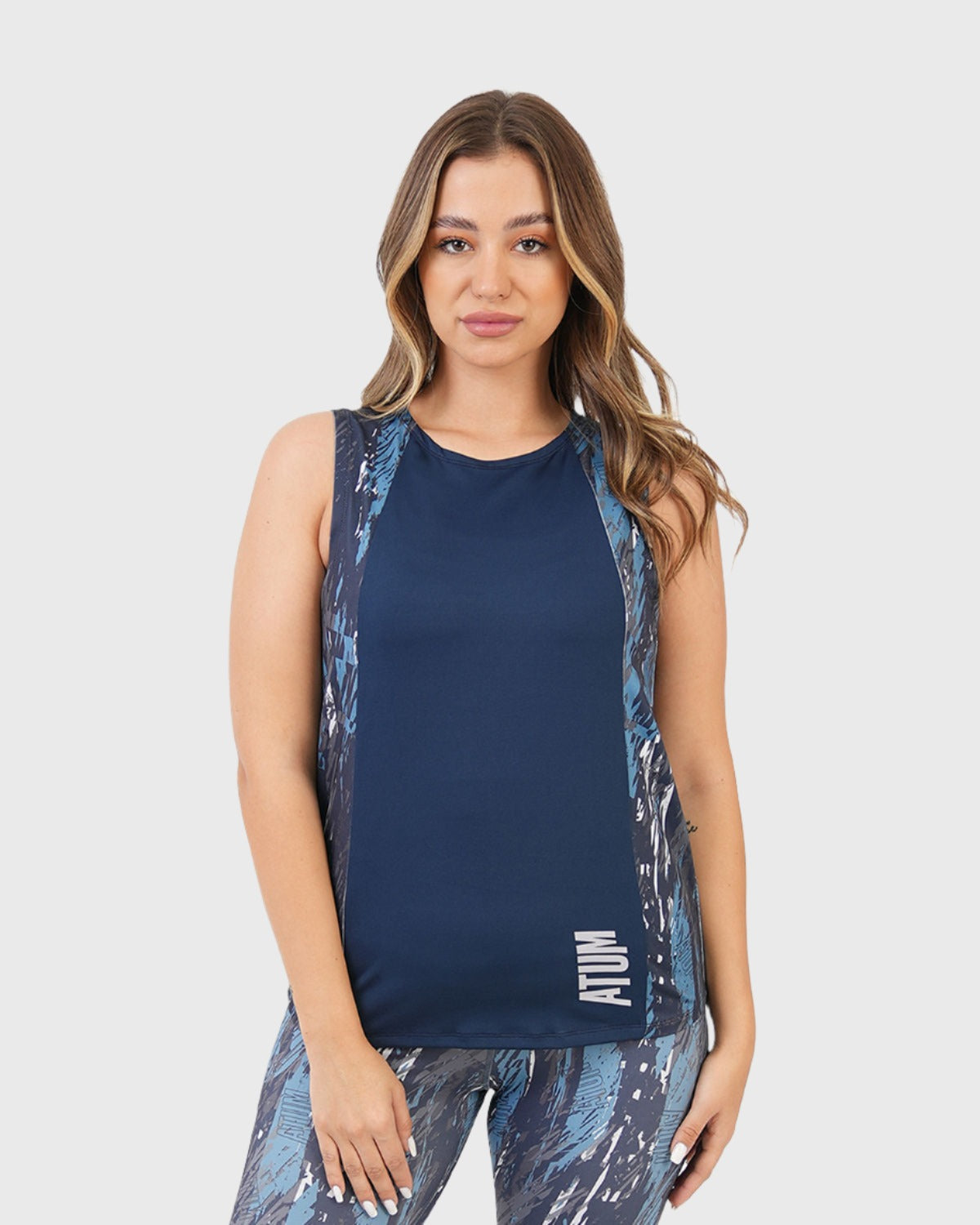 ATUM| Marble Printed Women's Top - Navy