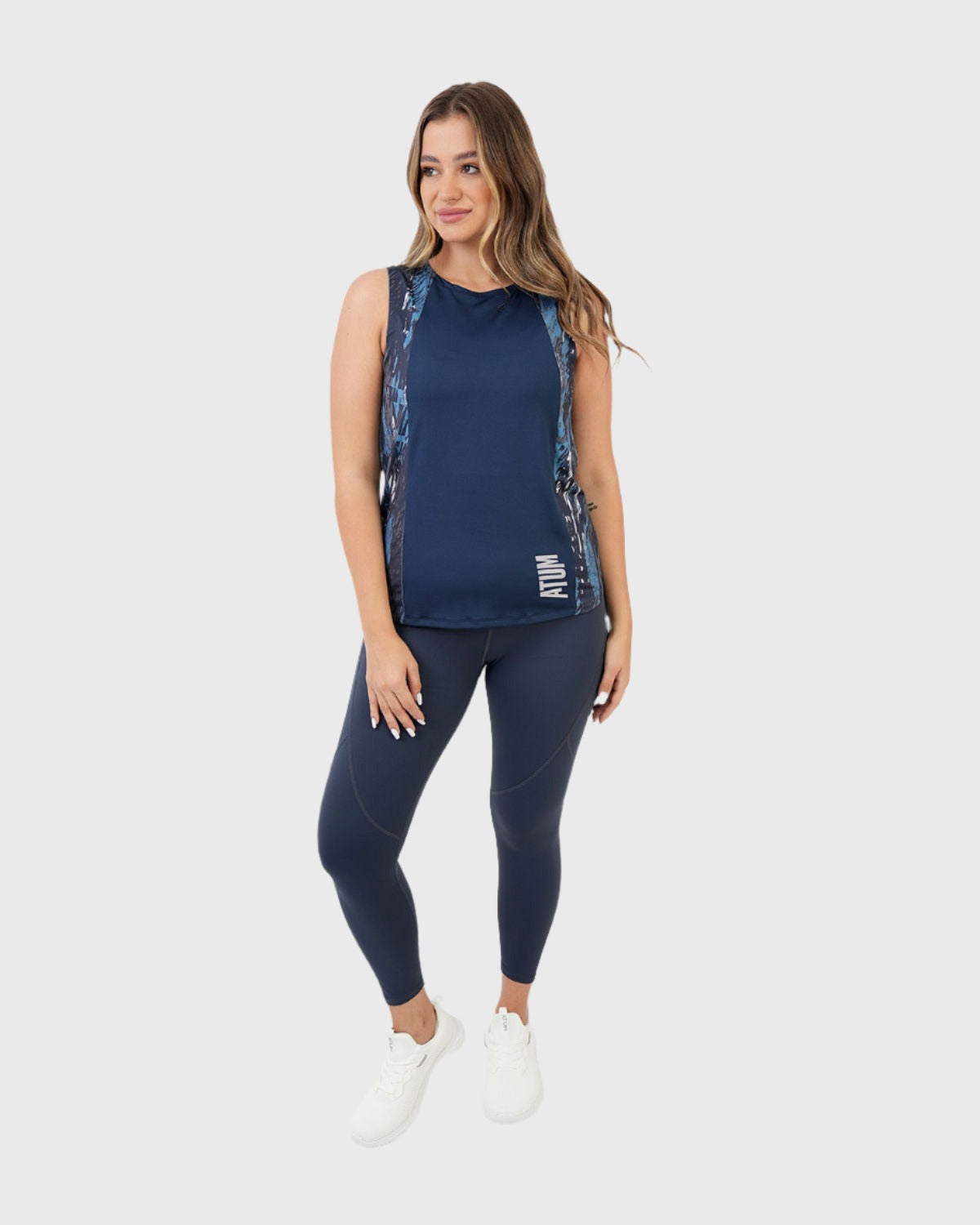 ATUM| Marble Printed Women's Top - Navy