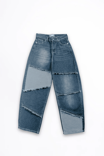 Faded Blue Remix Baggy Denim