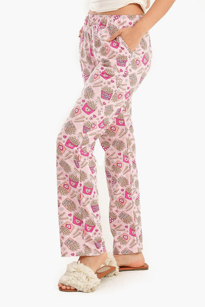 بنطال بيجاما مطبوع عليه بطاطس مقلية