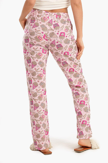 بنطال بيجاما مطبوع عليه بطاطس مقلية