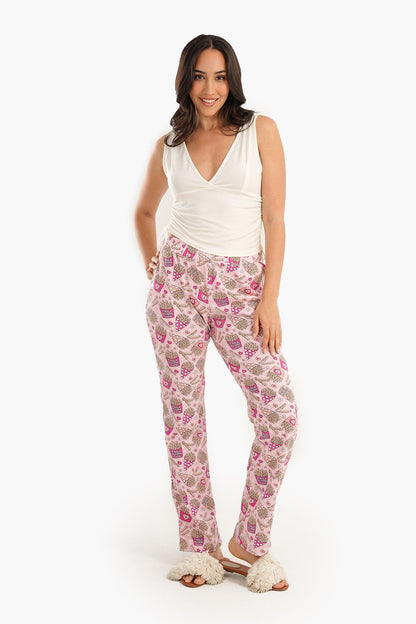 بنطال بيجاما مطبوع عليه بطاطس مقلية