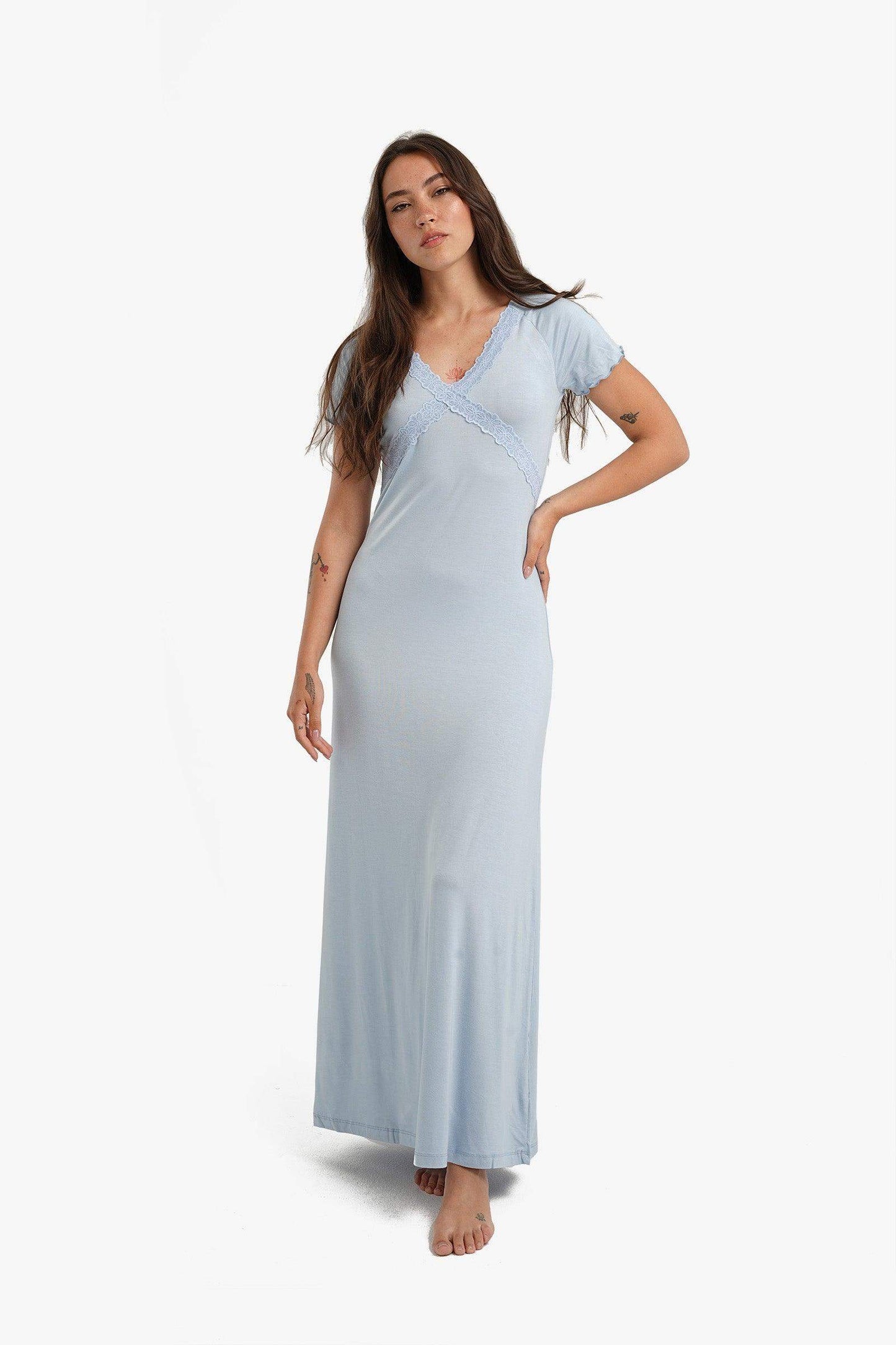 Frilled Short Sleeves Nightgown - Carina - ??√É¬¢√¢‚Äö¬¨√¢‚Äû¬¢????????√É∆í√Ç¬±??√É¬Ø√Ç¬ø√Ç¬Ω√É∆í√Ç¬ø??√É‚Ä†√¢‚Ç¨‚Ñ¢?√É∆í√Ç¬ø????