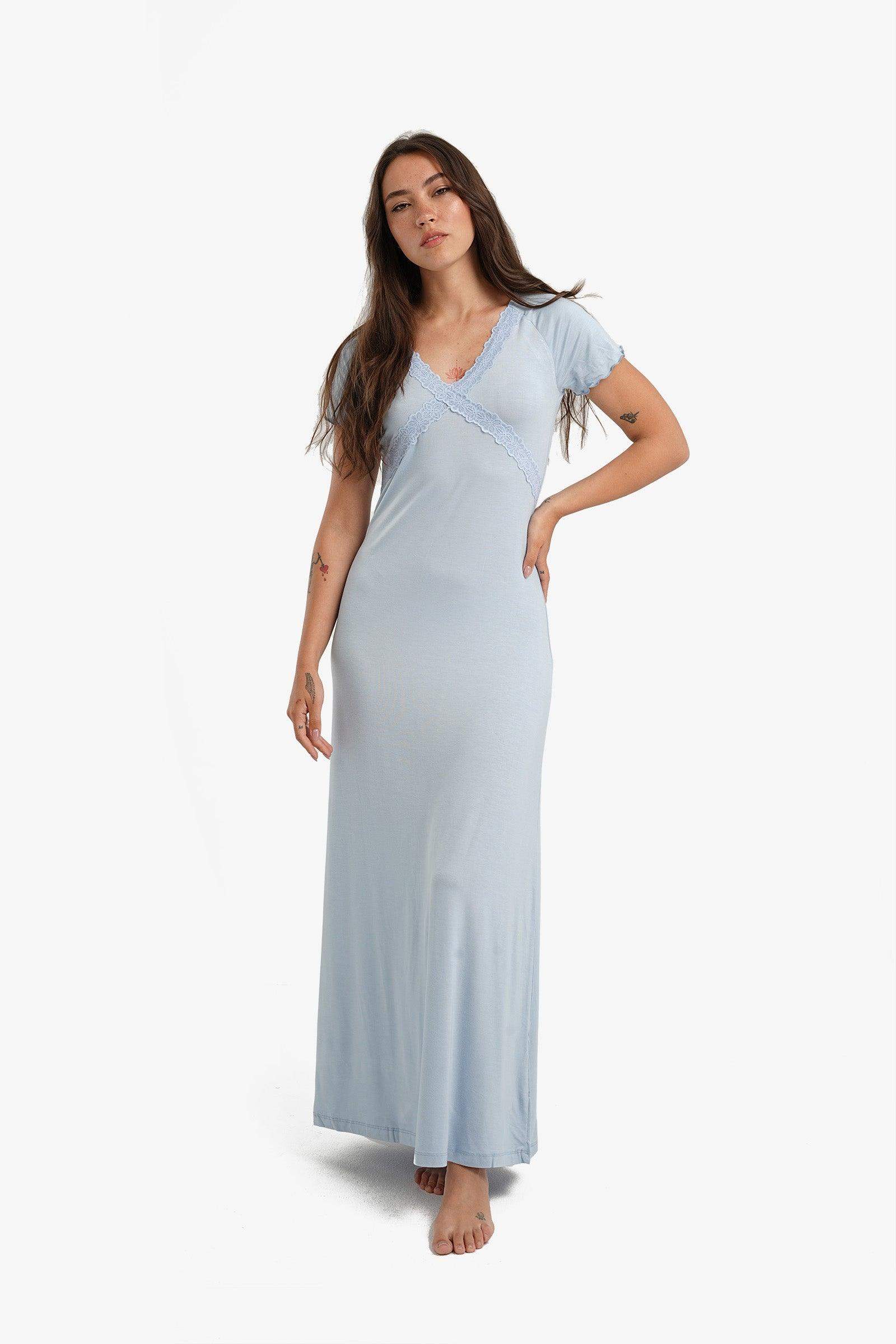 Frilled Short Sleeves Nightgown - Carina - ??√É¬¢√¢‚Äö¬¨√¢‚Äû¬¢????????√É∆í√Ç¬±??√É¬Ø√Ç¬ø√Ç¬Ω√É∆í√Ç¬ø??√É‚Ä†√¢‚Ç¨‚Ñ¢?√É∆í√Ç¬ø????