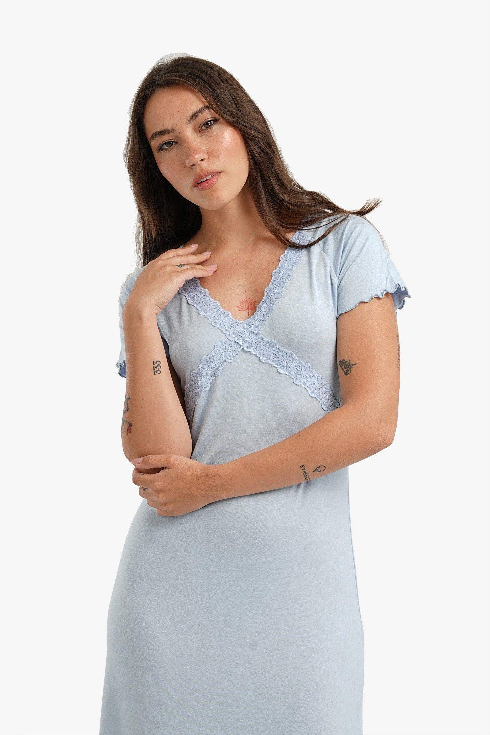 Frilled Short Sleeves Nightgown - Carina - ??√É¬¢√¢‚Äö¬¨√¢‚Äû¬¢????????√É∆í√Ç¬±??√É¬Ø√Ç¬ø√Ç¬Ω√É∆í√Ç¬ø??√É‚Ä†√¢‚Ç¨‚Ñ¢?√É∆í√Ç¬ø????