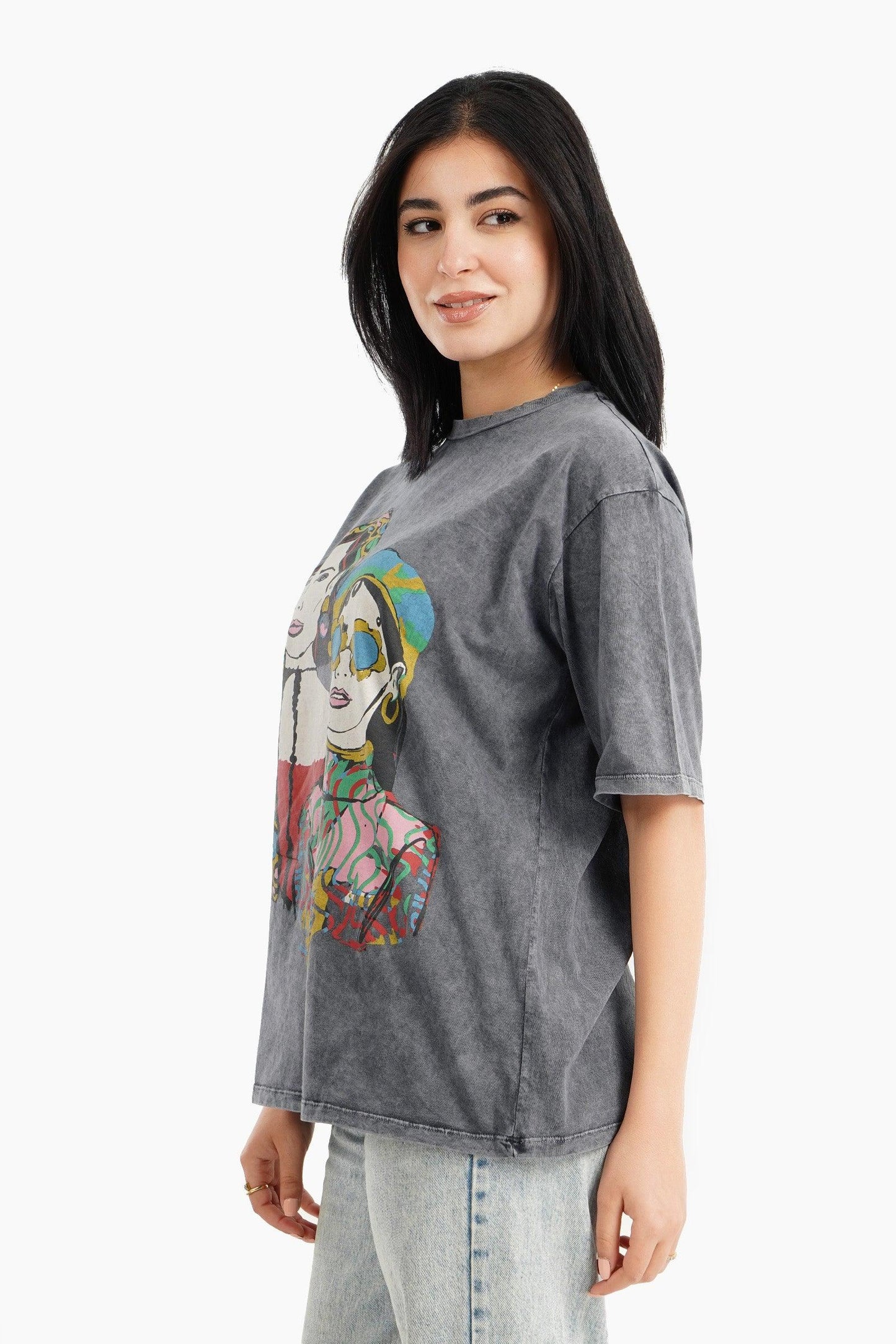 Dark Gray Front Graphic Lounge T-Shirt