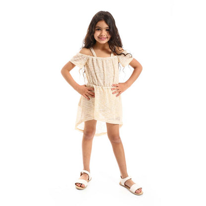 Girls Elastic Waist Off Shoulders Dress