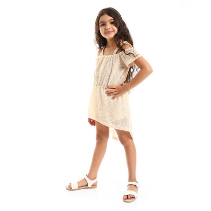 Girls Elastic Waist Off Shoulders Dress