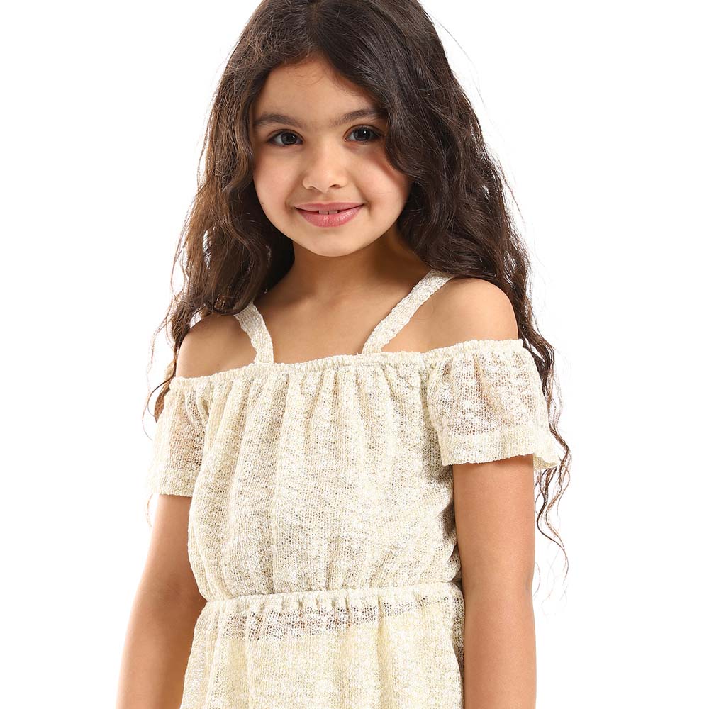 Girls Elastic Waist Off Shoulders Dress