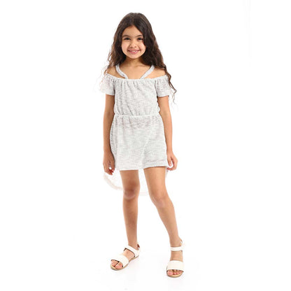 Girls Elastic Waist Off Shoulders Dress