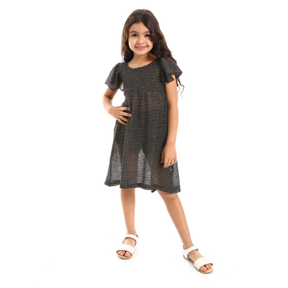 Girls Ruffle Shoulders Stitched Dress