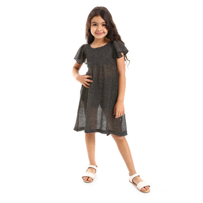 Teen Girls Ruffle Shoulders Stitched Dress