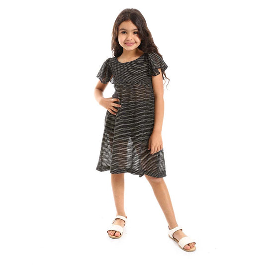 Teen Girls Ruffle Shoulders Stitched Dress