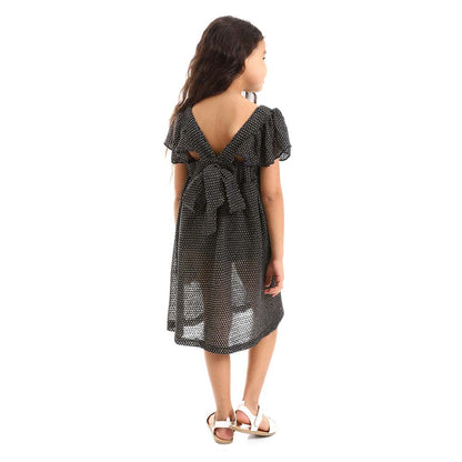 Girls Ruffle Shoulders Stitched Dress