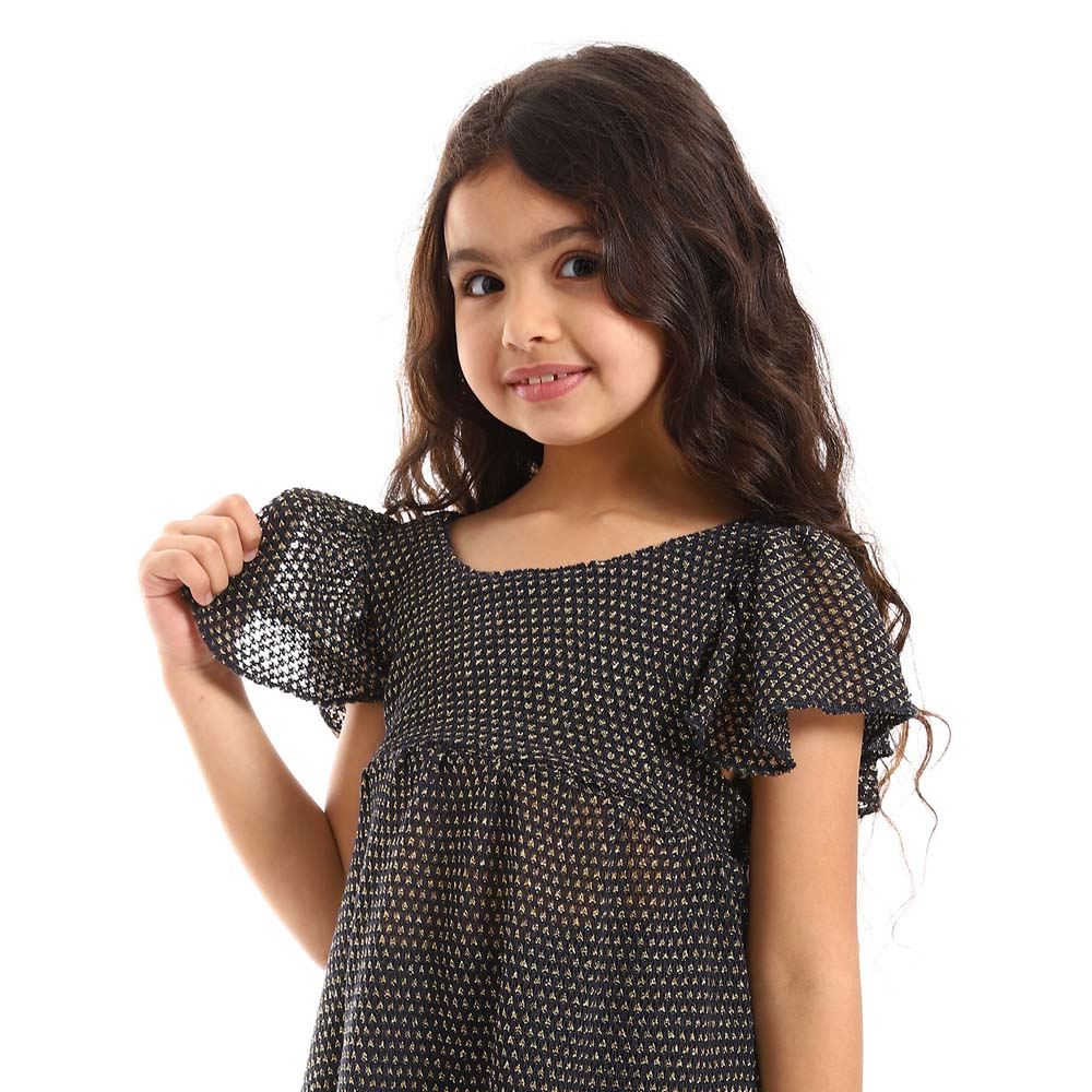Teen Girls Ruffle Shoulders Stitched Dress
